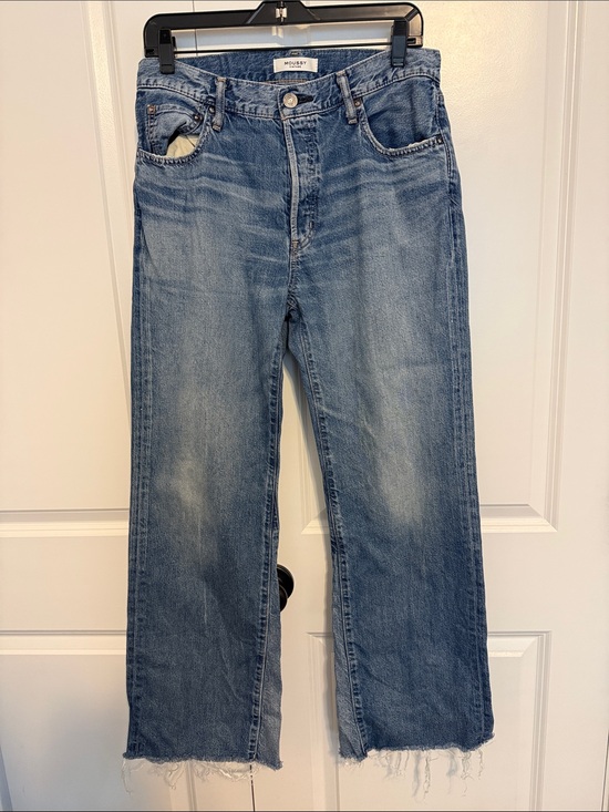 Moussy Denim - Moussy Women's Medium Blue Straight Jeans with Frayed Hem